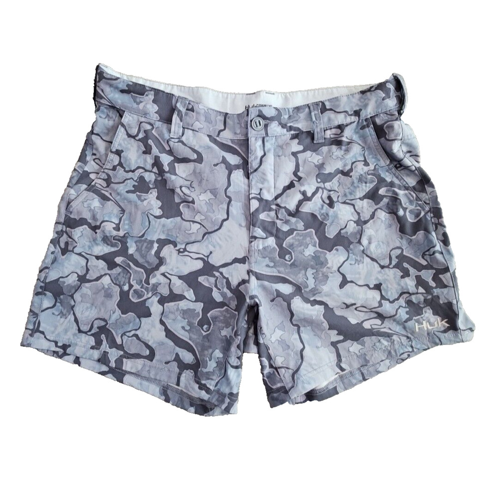 Camo Blue and Gray Men's Flat Front Shorts